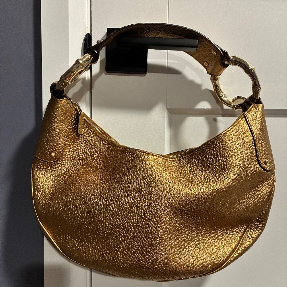 Gucci Bamboo Leather Half Moon Hobo bag - Gold